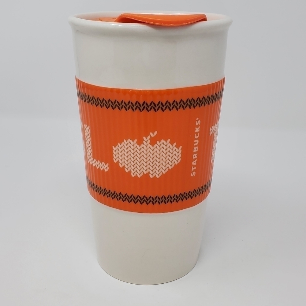 STARBUCKS TEAM PSL CERAMIC TRAVEL MUG COFFEE TUMBLER PUMPKIN SPICE LATTE 2016